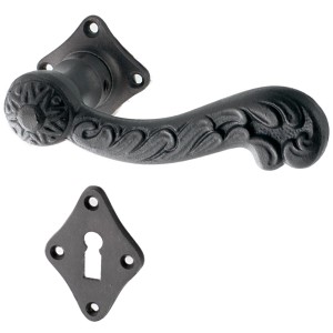 Béquille de porte de chambre noire en fonte motif authentiquement décoré